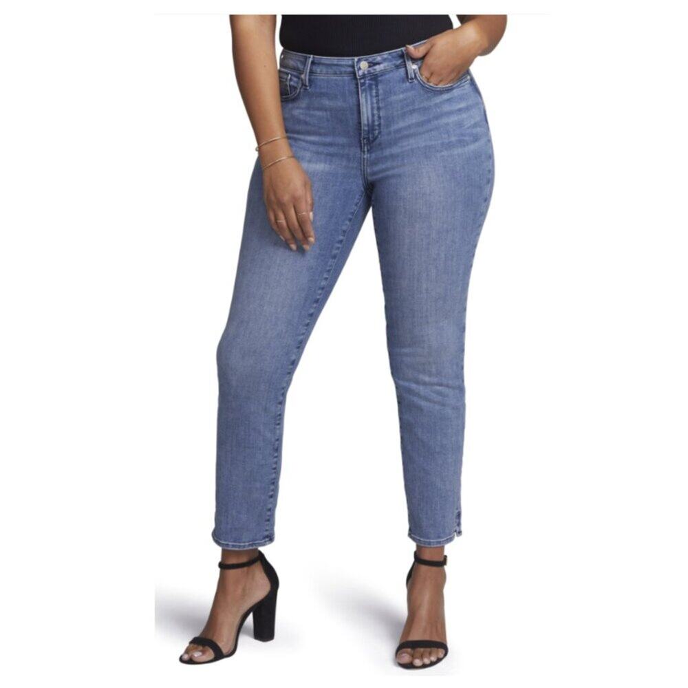 NYDJ Women's Curves 360 Slim Straight Ankle Jeans Medium Wash Size 8